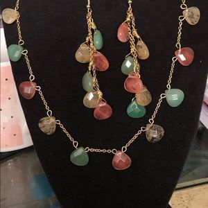 Matching necklace and earrings set.